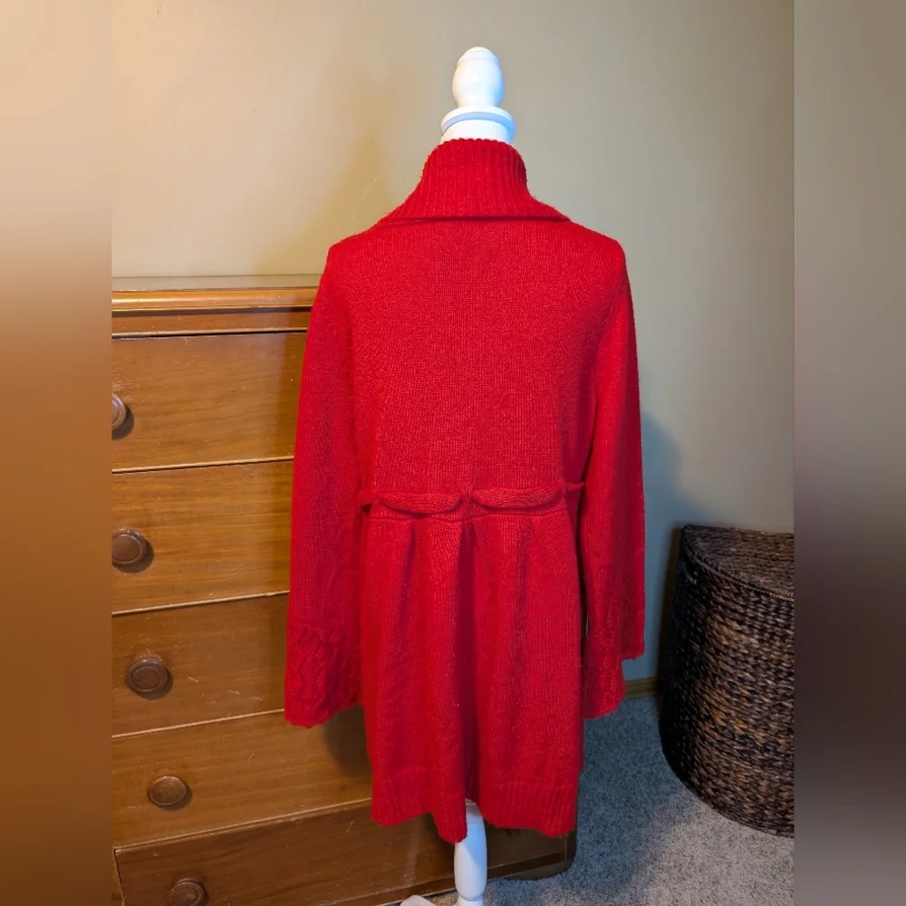 Bisou Bisou Red Belted Holiday Winter Sweater XL - Picture 5 of 13